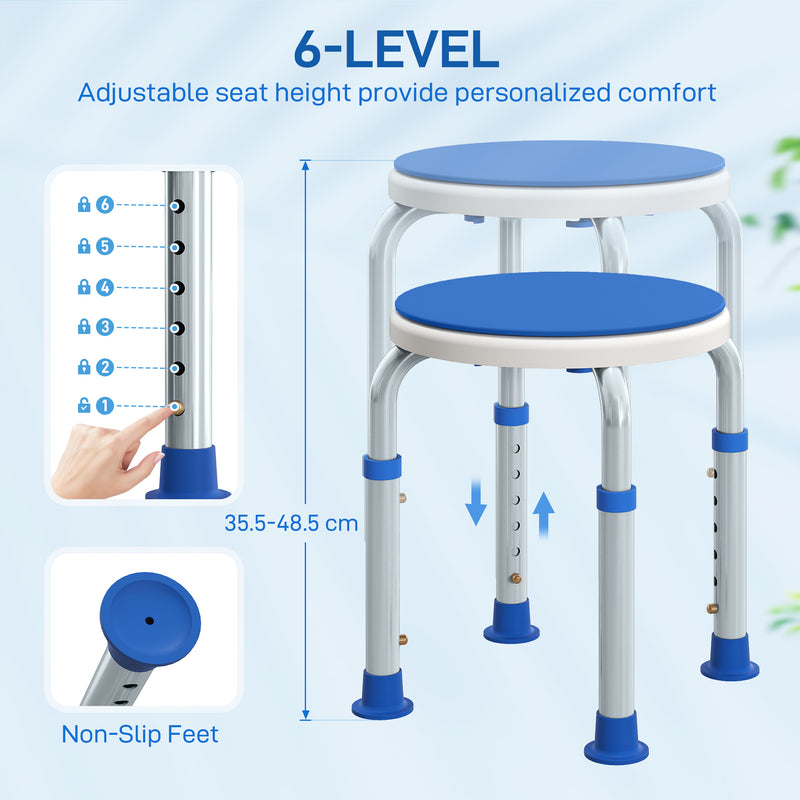 HOMCOM 360 Degree Swivel Shower Stool with Non-Slip Feet for Disabled