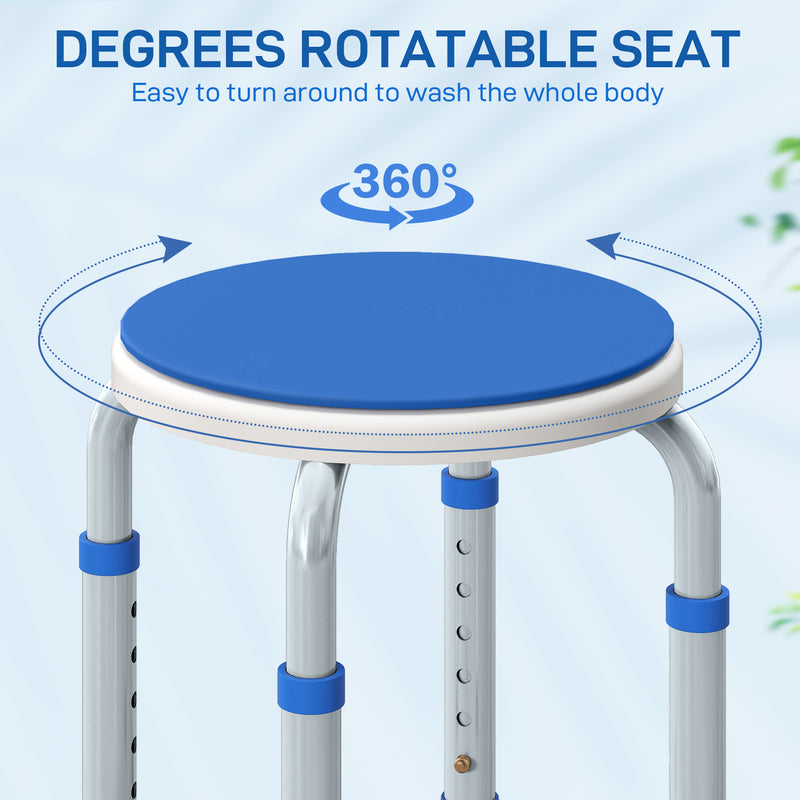 HOMCOM 360 Degree Swivel Shower Stool with Non-Slip Feet for Disabled