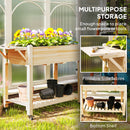 Outsunny Wooden Raised Planter With Lockable Wheels, Liner, Carbonised