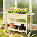 Outsunny Wooden Raised Planter With Lockable Wheels, Liner, Carbonised