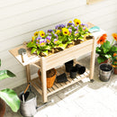 Outsunny Wooden Raised Planter With Lockable Wheels, Liner, Carbonised