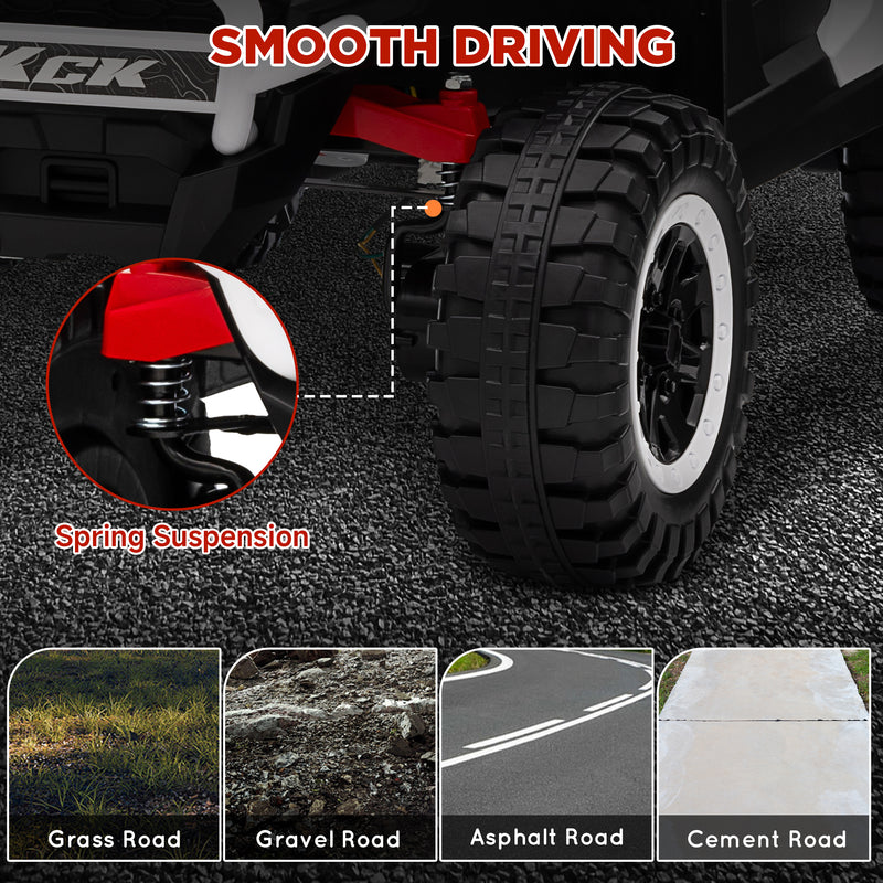 AIYAPLAY 2 Seater 24V 7AH Ride on Truck w/ Spring Suspension - White