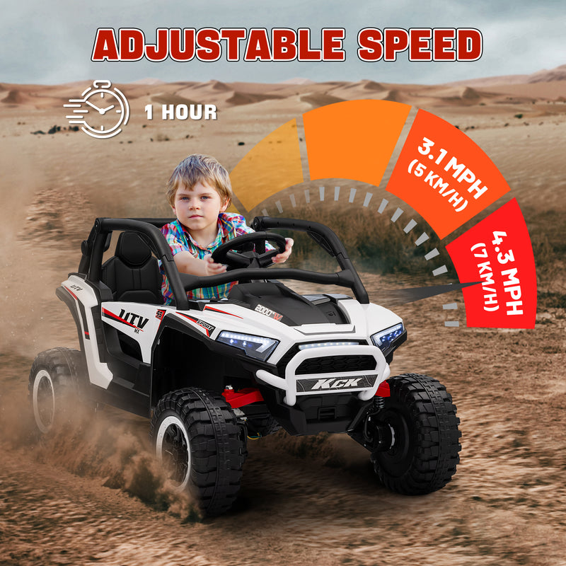 AIYAPLAY 2 Seater 24V 7AH Ride on Truck w/ Spring Suspension - White