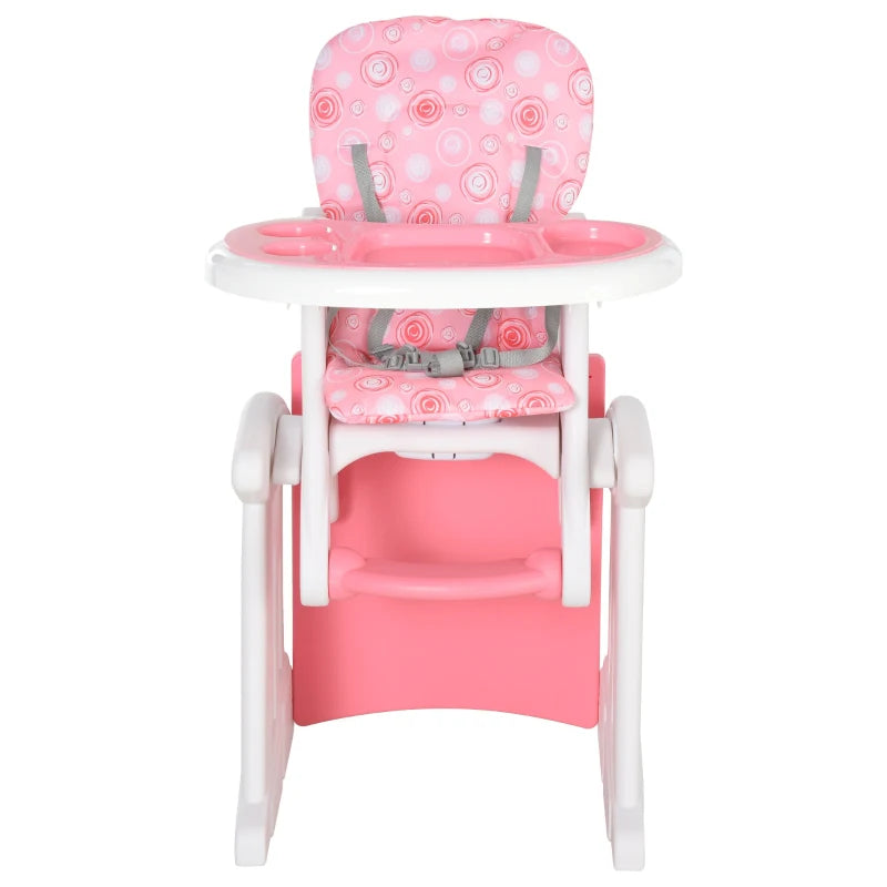 HOMCOM HDPE 3-in-1 Baby Booster High Chair Pink