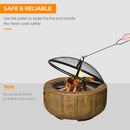 Outsunny Fire Pit With Spark Screen And Poker, 61.5 Wood-burning Brazier