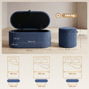 HOMCOM Storage Ottoman, Corduroy Ottoman Storage Box With Padded Seat, Blue