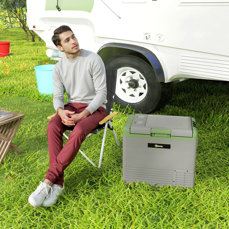 Outsunny Car Refrigerator 12V Portable Freezer For Camping, Light Green