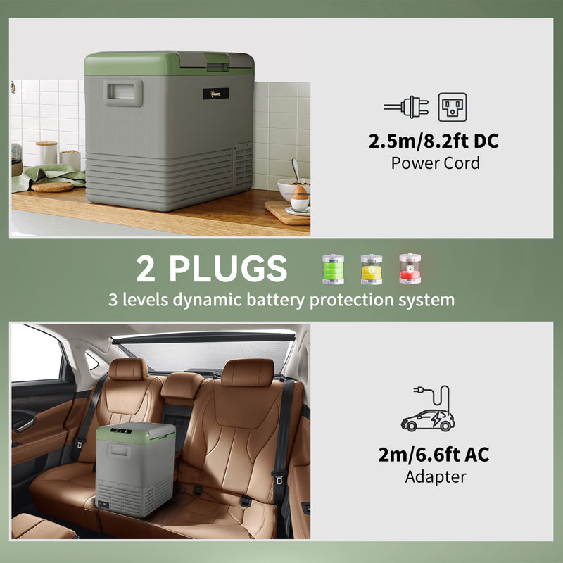 Outsunny Car Refrigerator 12V Portable Freezer For Camping, Light Green