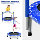 Child's Folding Trampoline with Padded Edge Cover and Full Covered Handle-Blue