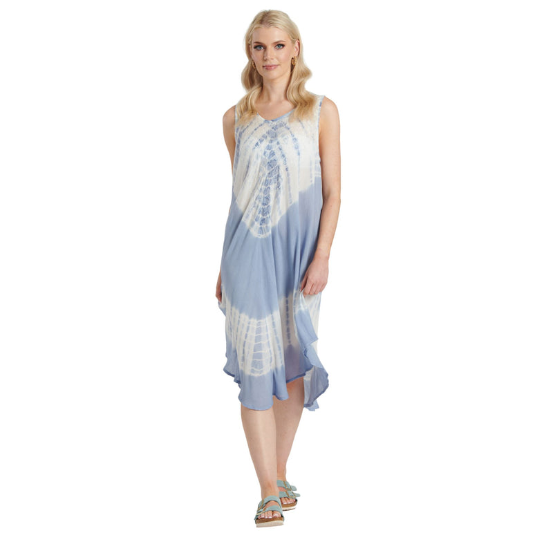 Tie Dye Tunic Dress - Blue & Cream