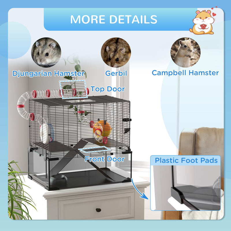 PawHut Hamster Cage W/ Tunnels, Tubes, Ramps, Platforms, Hut
