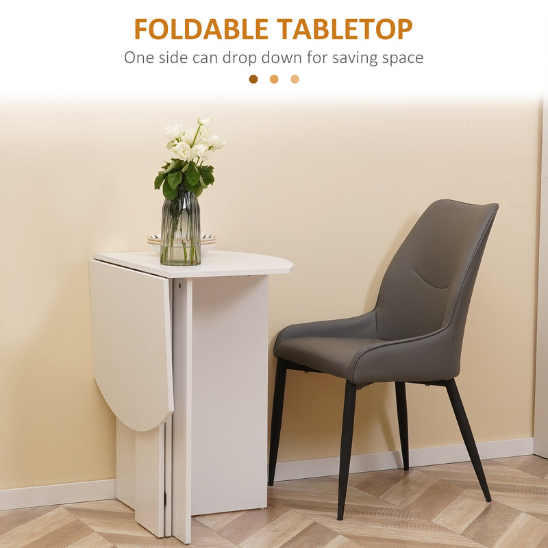HOMCOM Foldable Dining Table Compact Drop Leaf Table for Kitchen White