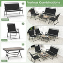 4 Piece Outdoor Conversation Set with 2 Chairs and Loveseat-Black