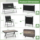 4 Piece Outdoor Conversation Set with 2 Chairs and Loveseat-Black