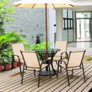Patio Outdoor Camping Chairs Set of 4 with Breathable Fabric-Beige