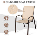Patio Outdoor Camping Chairs Set of 4 with Breathable Fabric-Beige