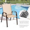 Patio Outdoor Camping Chairs Set of 4 with Breathable Fabric-Beige