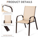 Patio Outdoor Camping Chairs Set of 4 with Breathable Fabric-Beige