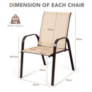 Patio Outdoor Camping Chairs Set of 4 with Breathable Fabric-Beige