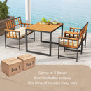 4 Pieces Acacia Wood Patio Dining Set with 1 Rectangular Table-Brown
