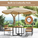 4 Pieces Acacia Wood Patio Dining Set with 1 Rectangular Table-Brown