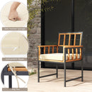 4 Pieces Acacia Wood Patio Dining Set with 1 Rectangular Table-Brown