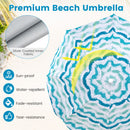 4 Pieces Beach Umbrella Set with 2 Foldable Chairs and Picnic Blanket-Blue