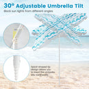 4 Pieces Beach Umbrella Set with 2 Foldable Chairs and Picnic Blanket-Blue