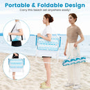 4 Pieces Beach Umbrella Set with 2 Foldable Chairs and Picnic Blanket-Blue