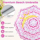 4 Pieces Beach Umbrella Set with 2 Foldable Chairs and Picnic Blanket-Pink