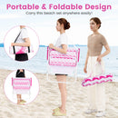 4 Pieces Beach Umbrella Set with 2 Foldable Chairs and Picnic Blanket-Pink