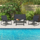 4 Pieces Patio Furniture Set with Tempered Glass Coffee Table-Black