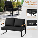 4 Pieces Patio Furniture Set  with Thick Cushions for Backyard-Black