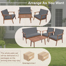 4 Piece Outdoor Conversation Set with Soft Seat and Back Cushions-Grey