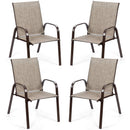 4 Piece Patio Outdoor Camping Chairs Set with Breathable Fabric
