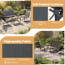 4 Pieces Outdoor Furniture Set with Cushions and Tempered Glass Table-Grey