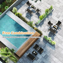 4 Pieces Outdoor Furniture Set with Cushions and Tempered Glass Table-Grey