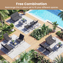 4 Pieces Patio Conversation Set with Cushions and Tempered Glass Coffee Table-Grey