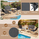 4 Pieces Patio Conversation Set with Cushions and Tempered Glass Coffee Table-Grey