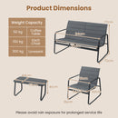 4 Pieces Patio Conversation Set with Cushions and Tempered Glass Coffee Table-Grey