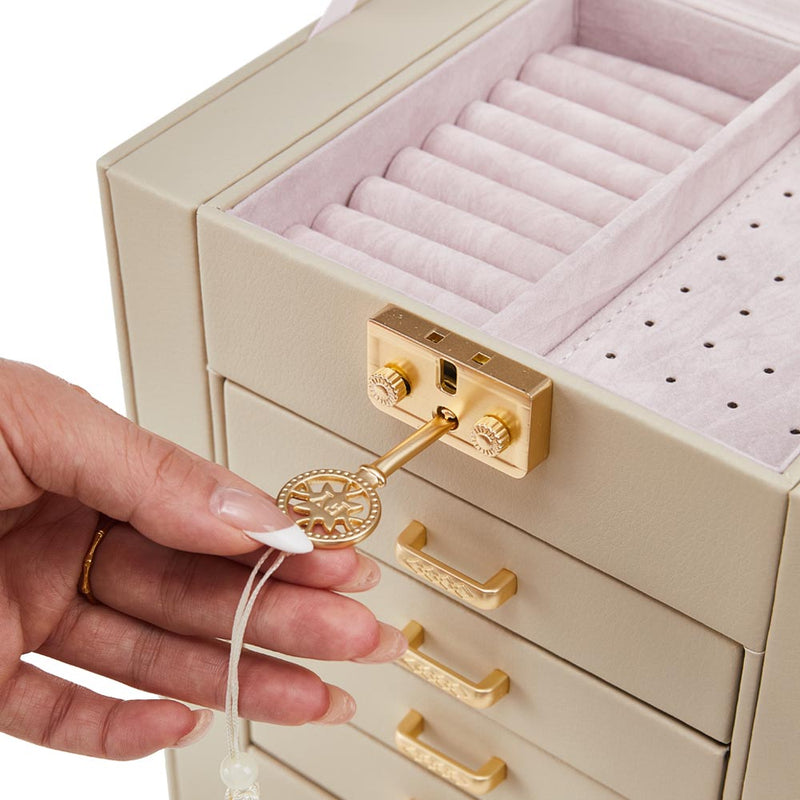 Sheonly Faux Leather Jewellery Storage Box with Mirror