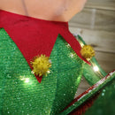 107cm Warm White LED Lit Elf Character with Present Christmas Decoration in Green and Red