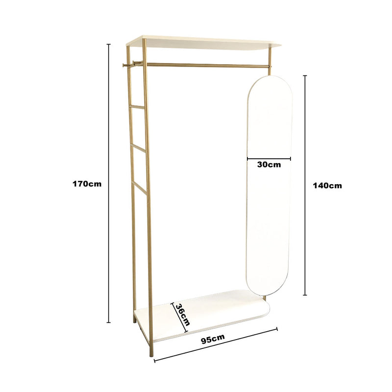 Livingandhome Modern Metal Clothes Rail with Mirror