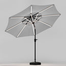 Large Solar Powered LED Patio Parasol Umbrella For Outdoor Garden Patio With Base Grey