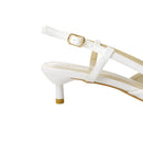 Pair Of Solid Pointed Slingback Pumps Kitten Heels - White
