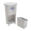 Livingandhome White Double-Layer Three-Compartment Trash Can with Wheels