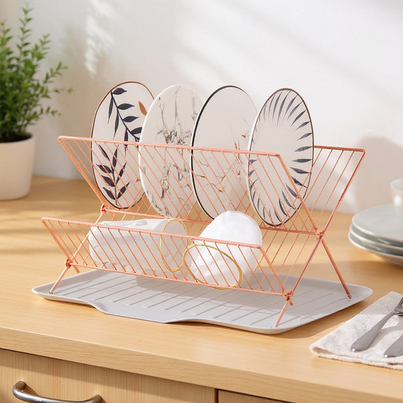 Lifeideas 2-Tier Foldable Countertop Dish Drying Rack with Drip Tray