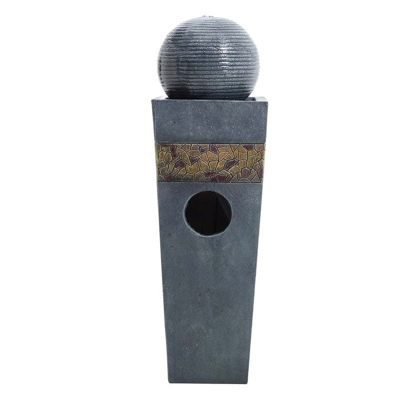 Garden Sanctuary Modern Style Trapezoidal Water Polo Fountain with Warm Light Outdoor