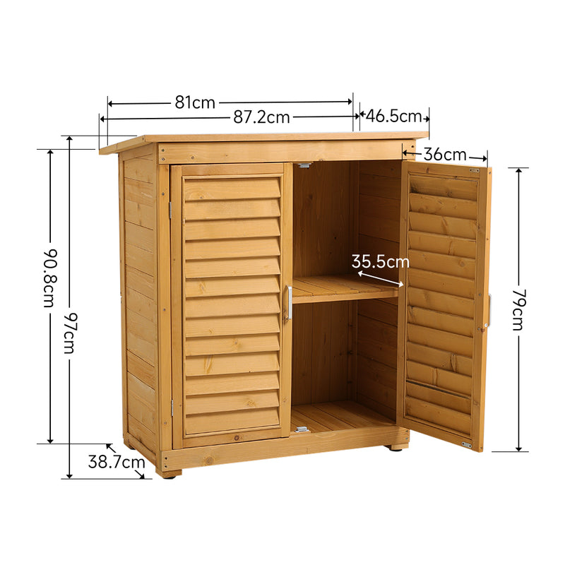 Livingandhome Outdoor Solid Wood Storage Cabinet Garden Tool Shed