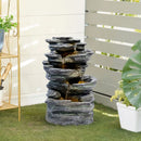 Livingandhome Garden Water Feature Outdoor LED Waterfall Fountain Rockery Decor